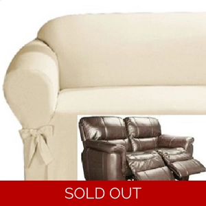 Dual Reclining LOVESEAT Slipcover Cotton Cream Sure Fit 2-Seater Cover
